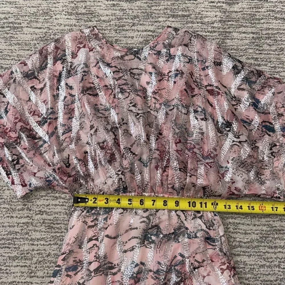 NWT IRO Wobam Printed Metallic Fil Coupé Silk Mini Dress Pink FR 34/ XS Revolve - Picture 11 of 16